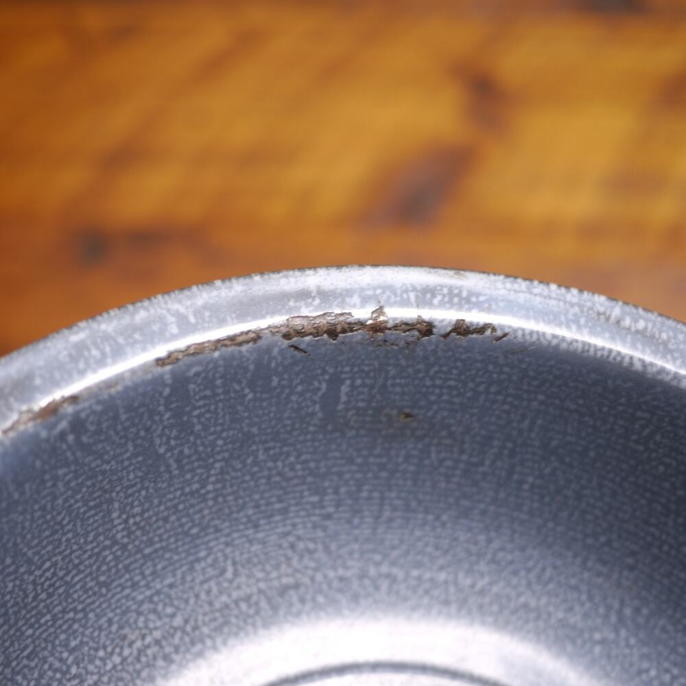 Vtg Rustic Farmhouse Blue Gray Enamelware Graniteware Steel Washing Basin Bowl - Picture 4 of 6